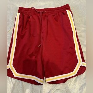 SPALDING Boys Size Youth Small Red Yellow & White Athletic Shorts